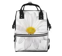 Hnnkloy White Daisy Flower With Bright Yellow Heart, Large Capacity Mummy Backpack Diaper Bag Travel Backpack for Outdoor