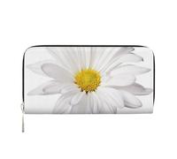 Hnnkloy White Daisy Flower with Bright Yellow Heart, PU Leather Wallets Large Capacity Clutch Wallet for Men Women