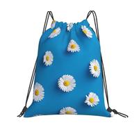Hnnkloy White Daisy Printed, Drawstring Backpack Unisex Sport Gym Bag Casual Daypack Drawstring Sackpack