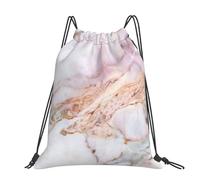 Hnnkloy White Gold Marble Pad Pink Marble, Drawstring Backpack Unisex Sport Gym Bag Casual Daypack Drawstring Sackpack
