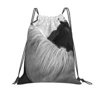 Hnnkloy White Horse And Black Horse Printed, Drawstring Backpack Unisex Sport Gym Bag Casual Daypack Drawstring Sackpack