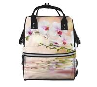 Hnnkloy White Orchid In The Pond, Large Capacity Mummy Backpack Diaper Bag Travel Backpack for Outdoor