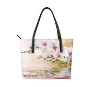 Hnnkloy White Orchid In The Pond,PU Leather Handbag Large Capacity Tote Bag Women's Shoulder Bag for Work Travel