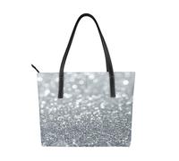 Hnnkloy White Silver Glitter Bokeh Glam Trendy Sparkle,PU Leather Handbag Large Capacity Tote Bag Women's Shoulder Bag for Work Travel