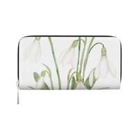 Hnnkloy White Snowdrop Flower Botanical Watercolor Painting, PU Leather Wallets Large Capacity Clutch Wallet for Men Women