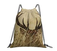 Hnnkloy Whitetail Deer Fawn In Wilderness Stag, Drawstring Backpack Unisex Sport Gym Bag Casual Daypack Drawstring Sackpack