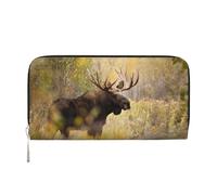 Hnnkloy Wild Animal Moose Stan in Forest, PU Leather Wallets Large Capacity Clutch Wallet for Men Women