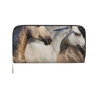 Hnnkloy Wild Horse Picture, PU Leather Wallets Large Capacity Clutch Wallet for Men Women