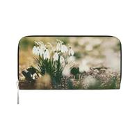 Hnnkloy Wild Spring Snowdrop, PU Leather Wallets Large Capacity Clutch Wallet for Men Women