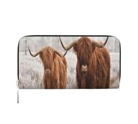 Hnnkloy Winter Snow Scottish Highland Cow, PU Leather Wallets Large Capacity Clutch Wallet for Men Women