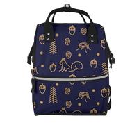Hnnkloy Winter Woods And Squirrels Line Style Blue, Large Capacity Mummy Backpack Diaper Bag Travel Backpack for Outdoor
