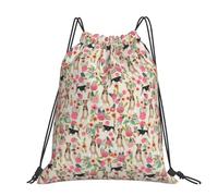 Hnnkloy Wire Fox Terrier Dogs Easter Flower Floral, Drawstring Backpack Unisex Sport Gym Bag Casual Daypack Drawstring Sackpack