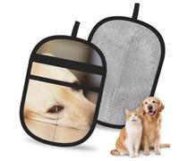 Hnnkloy Yellow Labrador Retriever Print, 2 Pack Pet Hair Removal Gloves For Bed,Carpet,Clothes,Sofa,Static Grooming Glove For Dogs & Cats