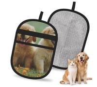 Hnnkloy Yellow Labrador Retriever Puppies, 2 Pack Pet Hair Removal Gloves For Bed,Carpet,Clothes,Sofa,Static Grooming Glove For Dogs & Cats