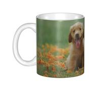 Hnnkloy Yellow Labrador Retriever Puppies,Ceramic Mug Large Coffee Cup Suitable for Kitchen Restaurant Office Coffee Shop 330ml