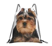 Hnnkloy Yorkshire Terrier Lies On White, Drawstring Backpack Unisex Sport Gym Bag Casual Daypack Drawstring Sackpack