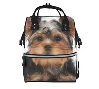 Hnnkloy Yorkshire Terrier Lies On White, Large Capacity Mummy Backpack Diaper Bag Travel Backpack for Outdoor