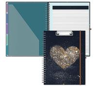 Hnogri A4 Clipboard Folio with Refillable Lined Notepad 8.5 x 11 Clip Board | Folders with Storage 10 Pockets, Spiral Portfolio, Size 12.8X 9.7 in, Office & School Supplies, Scaly Love