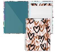 Hnogri A4 Clipboard Folio with Refillable Lined Notepad 8.5 x 11 Clip Board | Folders with Storage 10 Pockets, Spiral Portfolio, Size 12.8X 9.7 in, Office & School Supplies, Love