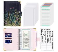 Hnogri Budget Binder with Zipper Envelopes, A6 Money Saving Binder, Weed
