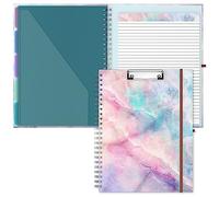 Hnogri Clipboard Folio with Refillable Lined Notepad, Clipboards with 5 A4 Folders Storage 10 Pockets, Spiral Clip Board Portfolio, Size 12.8" x 9.7", Office Supplies, School Supplies, Dream Marble
