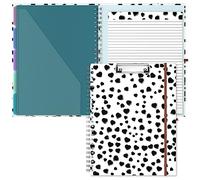 Hnogri Clipboard Folio with Refillable Lined Notepad, Clipboards with 5 A4 Folders Storage 10 Pockets, Spiral Clip Board Portfolio, Size 12.8" x 9.7", Office Supplies, School Supplies, Love Spot