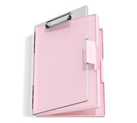 Hnogri Clipboard with Storage, Folder Nursing Clipboards Side Opening, Heavy Duty Clipboard with Dual Compartment Storage Box, Smooth Writing for Work, Office Supplies, School Supplies(Pink)