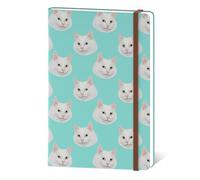 Hnogri Lined Journal Notebook, Hardcover Journal for Women, White Cat | 160 Pages Thick Paper, Medium 5.7 x 8.4 in, Cute Aesthetic Floral A5 Ruled Notebook for Writing Journaling Work School Office