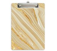 Hnogri Plastic Clipboard A4, Fashion Design A4 Letter Size Clipboards & Forms Holders for Office Supplies Lawyers,School Students and Kids, Low Profile Clip Cute Clipboard Folder, Gilt Marble