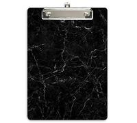 Hnogri Plastic Clipboard A4, Fashion Design A4 Letter Size Clipboards & Forms Holders for Office Supplies Lawyers,School Students and Kids, Low Profile Clip Cute Clipboard Folder, Black Co Marble