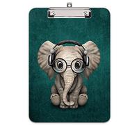 Hnogri Plastic Clipboard A4, Fashion Design A4 Letter Size Clipboards & Forms Holders for Office Supplies Lawyers,School Students and Kids, Low Profile Clip Cute Clipboard Folder, Elephant