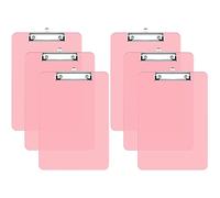 Hnogri Plastic Clipboard Set of 6, Pink Clip Board Standard A4 Letter Size for Classroom, Students, Office Supply, with Low Profile Clip, Size 12.5 x 9 in