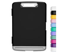 Hnogri Plastic Clipboard with Storage, High Performance Clips, Clipboard Storage Box, Light Weight, Smooth Writing for Work, Size 14 x 9.6 x 1.2 inches (Black)