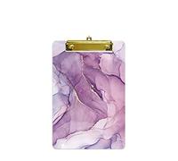 Hnogri Small Plastic Clipboard, Design A5 Memo Clip Board, Purple Lines