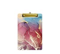 Hnogri Small Plastic Clipboard, Design A5 Memo Clip Board, Red Marble