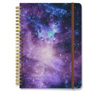 Hnogri Spiral Journal Notebook, Hardcover Lined Journal for Women, Medium 6 x 8.4 in, 160 Pages Thick Paper, Cute A5 College Ruled Notebooks for Journaling Writing Work Office School, Night Sky