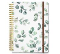 Hnogri Spiral Journal Notebook, Hardcover Lined Journal for Women, Medium 6 x 8.4 in, 160 Pages Thick Paper, Cute A5 College Ruled Notebooks for Journaling Writing Work Office School, Leaf