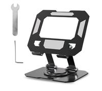 Hnonoxy Aluminum Double Foldable iPad Stand, 360° Rotatable Adjustable Desktop Tablet Holder, Tablet Stand Universal for Office Compatible with Mobile Devices iPad Pro/Air/Mini, iPhone Pro/Max/Plus