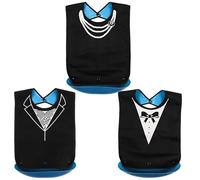 Hnonoxy Funny Adult Bibs for Elderly,3Pcs Washable and Reusable Adult Bib Men Women, Waterproof Clothing Protector with Crumb Catcher Washable and Reusable Adult Bibs(Pearls,Butterflies,Suits)