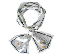 Hnonoxy Silk Scarf for Women, Premium Silk Scarves 16x145CM, Professional Women's Scarf With Printed Design, as Scarf, Headband, Clothing Accessories (-White)