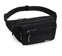 HNOOM Bum Bag for Men and Women Fashion Belt Bag with Rain Cover Large Neck Pouch Nylon Men's Sports Bag Outdoor Travel Hiking Running Jogging Dog Training, black, standard size, Leisure