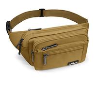 HNOOM Bum Bag for Men and Women Fashion Belt Bag with Rain Cover Large Neck Pouch Nylon Men's Sports Bag Outdoor Travel Hiking Running Jogging Dog Training, khaki, standard size, Leisure