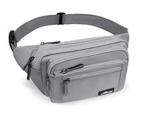 HNOOM Bum Bag for Men and Women Fashion Belt Bag with Rain Cover Large Neck Pouch Nylon Men's Sports Bag Outdoor Travel Hiking Running Jogging Dog Training, gray, standard size, Leisure