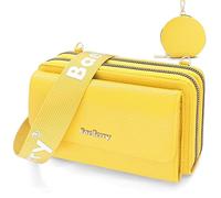 HNOOM Crossbody Bags for Women PU Leather, - Adjustable Wide Strap, Camera Handbags & Phone Shoulder Bag with Removable Coin Pocket for Lady Girl Travel Shopping Daily Use (Yellow)