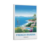 HNROJICO French Riviera France Vintage Travel Posters 08x12inch(20x30cm) Canvas Wall Art Poster Prints