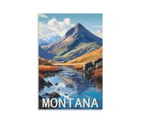 HNROJICO Montana Mountain Vintage Travel Poster Landscape 08x12inch(20x30cm) Canvas Wall Art Poster Prints, Bedroom Living Room Decoration Painting