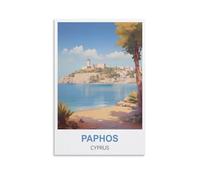 HNROJICO Paphos Cyprus Vintage Travel Posters 08x12inch(20x30cm) Canvas Wall Art Poster Prints