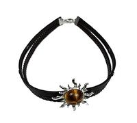 HNsdsvcd Double Layer Brown Leather Necklace With Sun Charm Clavicle Chain Choker For Nature Lovers And Fashion Enthusiasts