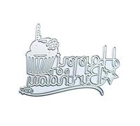 HNsdsvcd Happy Birthday Letter And Cupcake Metal Cutting Dies Embossing Stencil DIY Scrapbooking Card Making Album Template Scrapbooking Die Cuts Metal