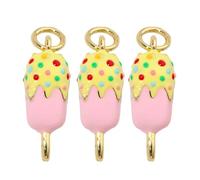 HNsdsvcd Pack Of 3 Portable Ice Cream Popsicles Charm Eye Catching Gold Plated Cake And Treat Charm For Craft Projects